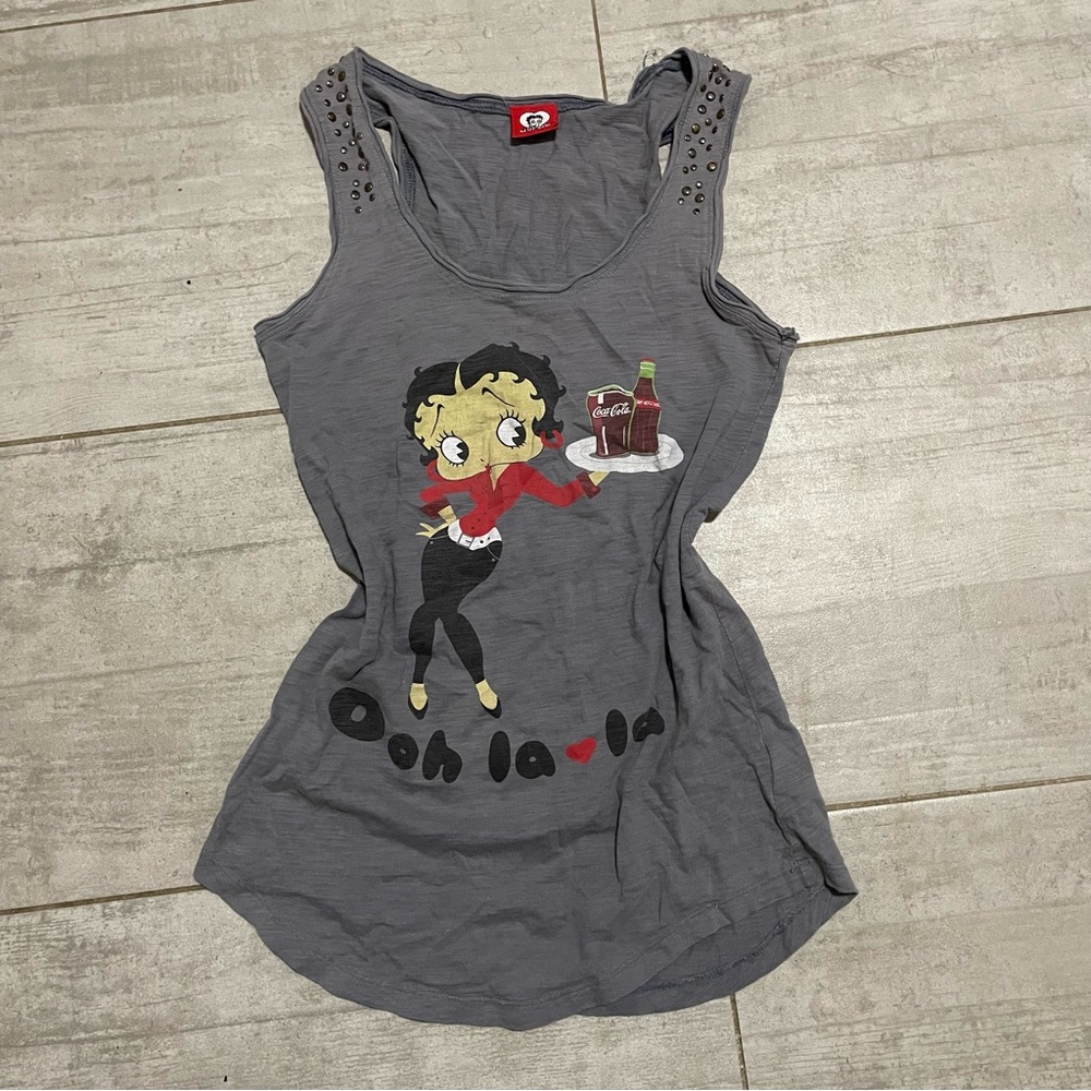 Gray Betty Boop Graphic Tank Top